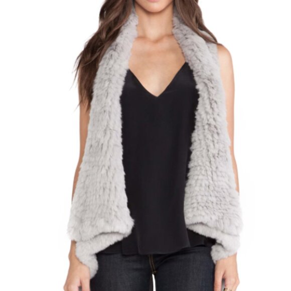 H Brand Indie Fur Vest in Ash Gray one size - Picture 2 of 3